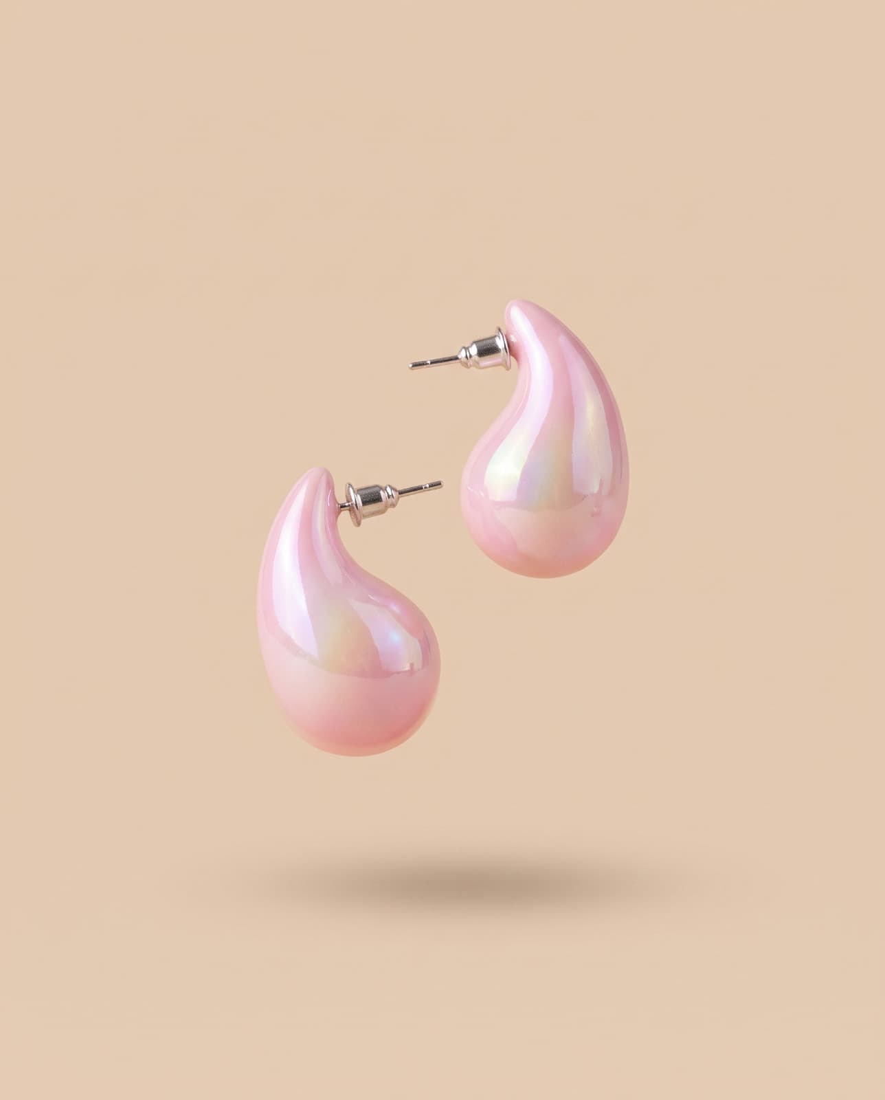 Chunky Teardrop Earrings (Pink) 