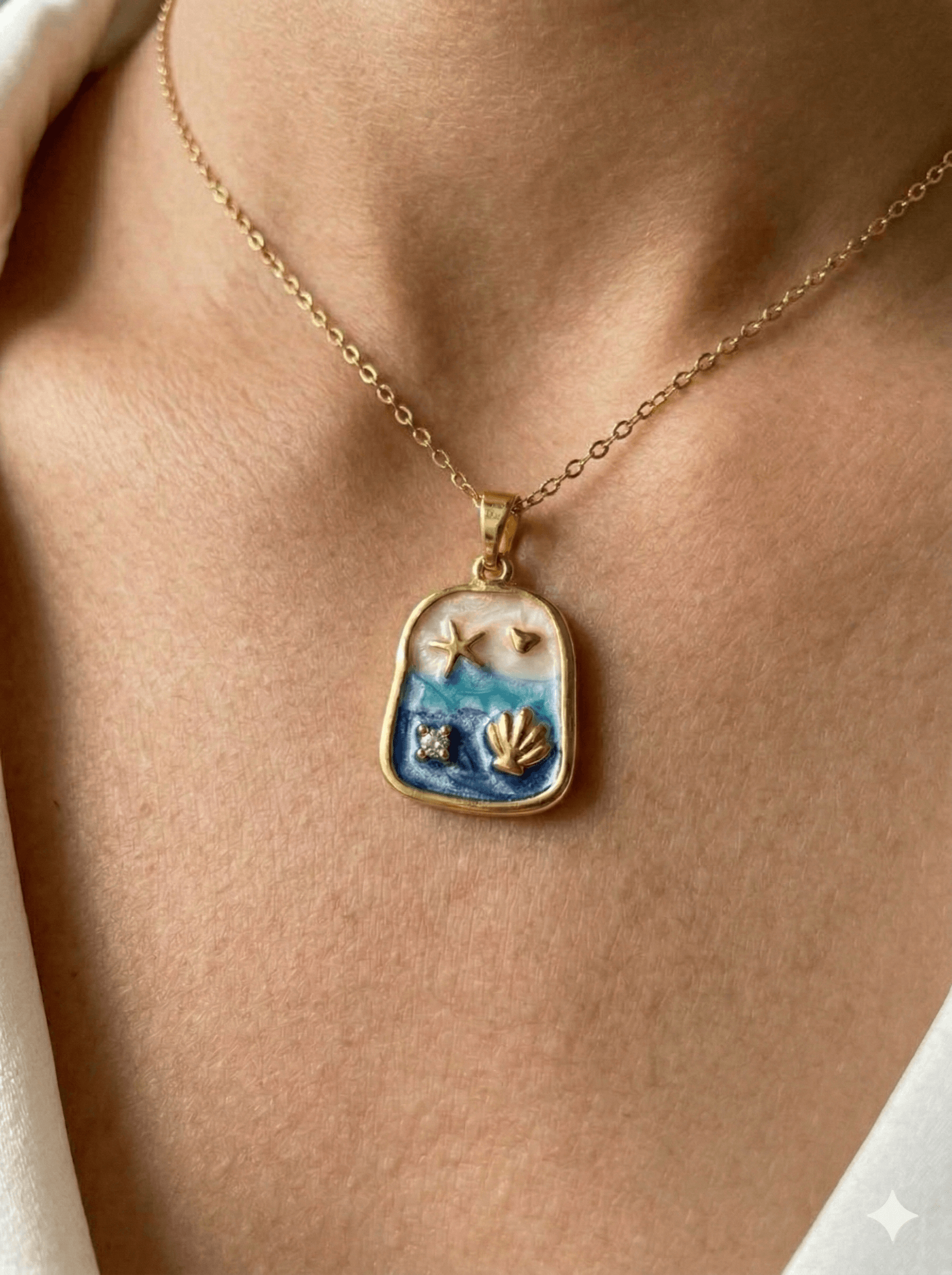 The Gold Ocean Resin Pendant