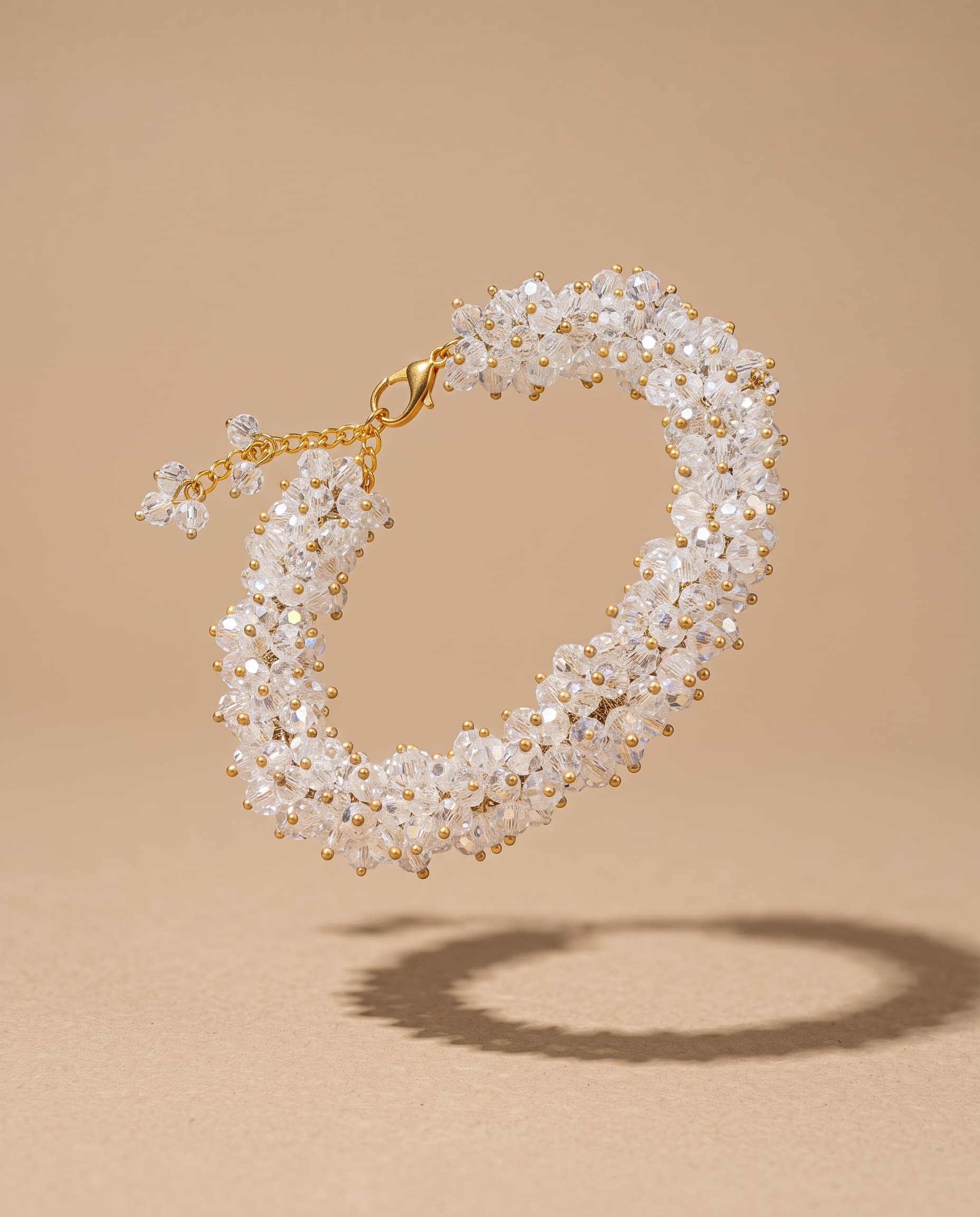 Opulent Crystal Beaded Gajra – White