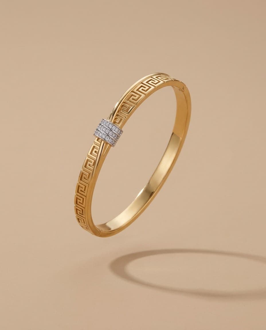 Greek Key Pave Accent Handcuff